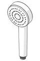 Handbrause mit runder Kopfplatte und gleichmäßig angeordneten Duschauslässen, in schlichter Chrom-Optik. Produkt von HANSA für einfache Montage und Nutzung in Badezimmern.